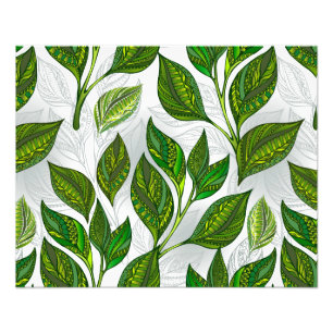 Impression Photo Motif sans couture avec Feuilles de thé vert