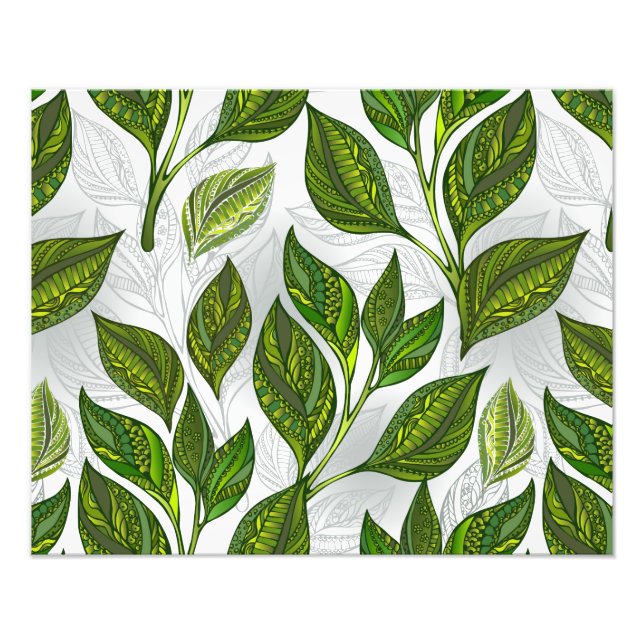 Impression Photo Motif sans couture avec Feuilles de thé vert (Devant)