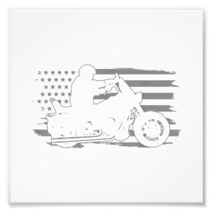 Impression Photo Moto Patriotique Vintage American Flag Biker