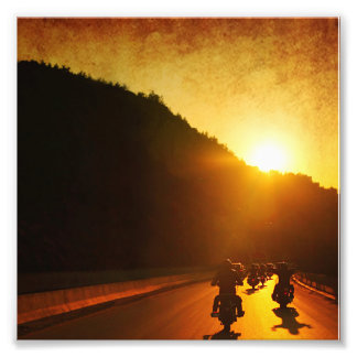 Impression Photo Motocyclettes au coucher du soleil