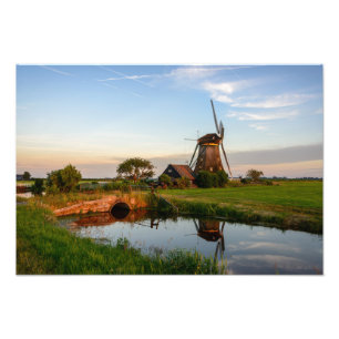 Impression Photo Moulin à vent dans la campagne en Hollande impress