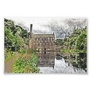 Impression Photo Moulin de Gibson, Hardcastle Crags Aquarelle