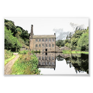 Impression Photo Moulin de Gibson, Hardcastle Crags Dessin au crayo
