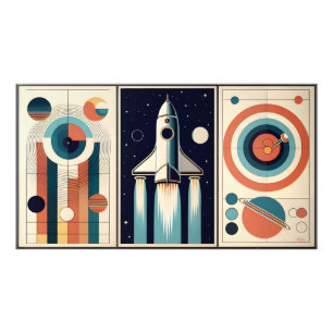 Impression Photo Moyen Siècle Âge de l'espace Art Galaxy Navigation