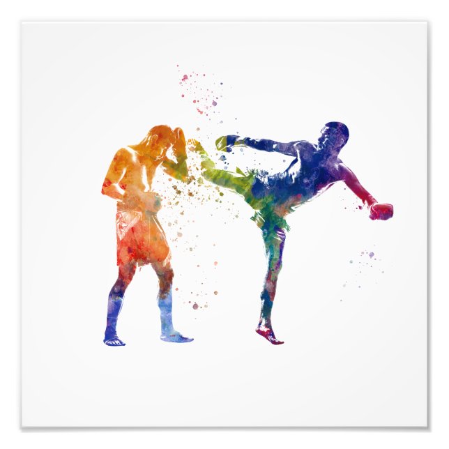 Impression Photo Muay thai in watercolor (Devant)