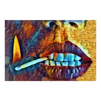 Impression Photo Mujer con Cerilla en la Boca