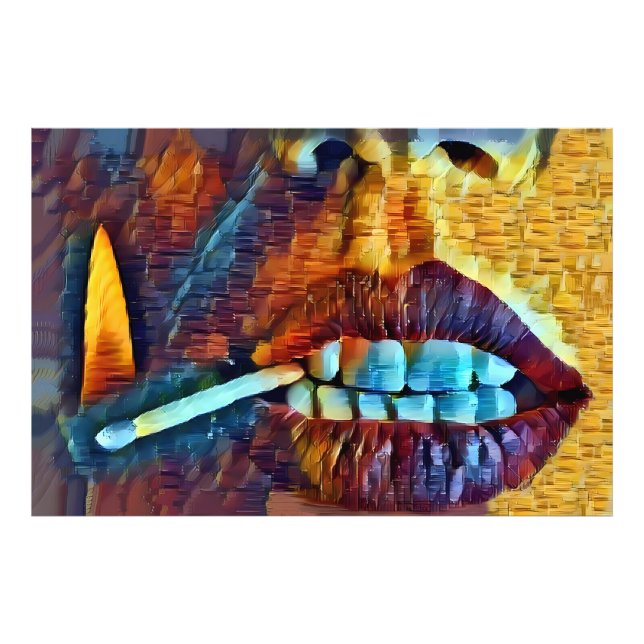 Impression Photo Mujer con Cerilla en la Boca (Devant)