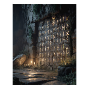 Impression Photo Mur luisant de la caverne runique