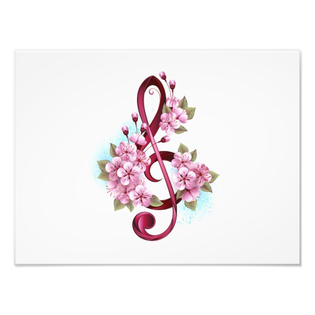 Impression Photo Musical treble clef notes with sakura flowers (Devant)