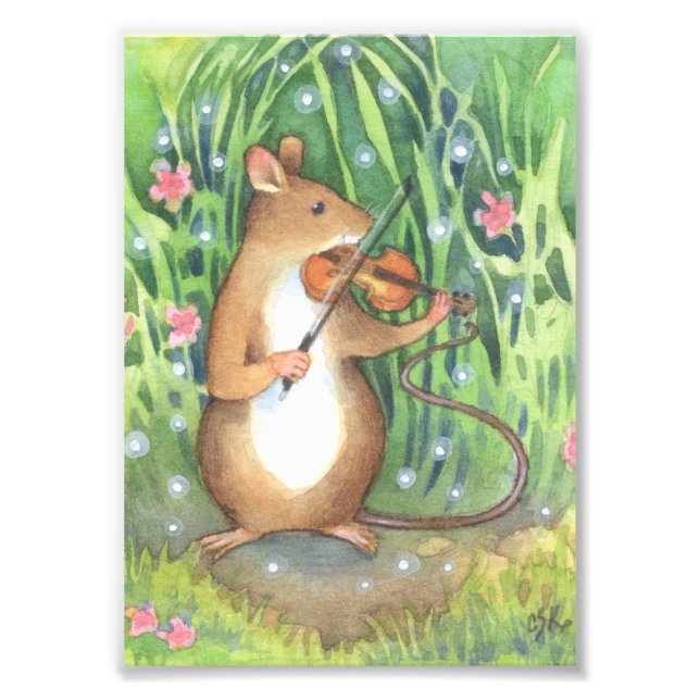 Impression Photo Musicien Souris Violoniste Illustration (Devant)