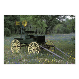 Impression Photo N.A., Etats-Unis, le Texas, Devine, vieux chariot