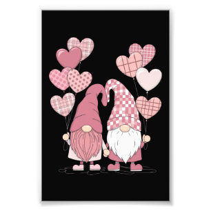 Impression Photo Nains de la Saint-Valentin à carreaux buffles rose