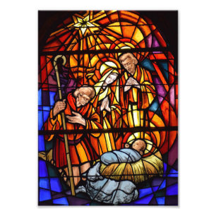 Impression Photo Nativité de Noël Vitrail Image Bébé Jésus