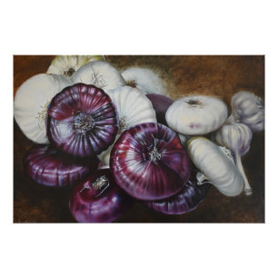 Impression Photo Nature morte à l'ail et à l'oignon rustiques – Bea