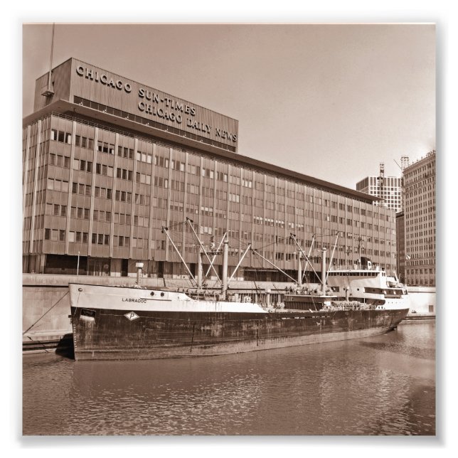 Impression Photo Navire Chicago Sun Times Bldg Great Lakes 1967 (Devant)