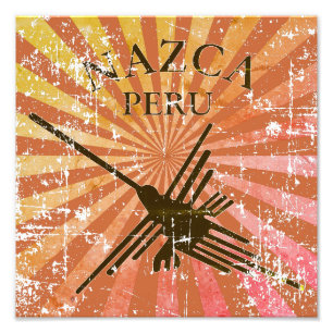 Impression Photo Nazca Pérou Hummingbird Retro Sunset