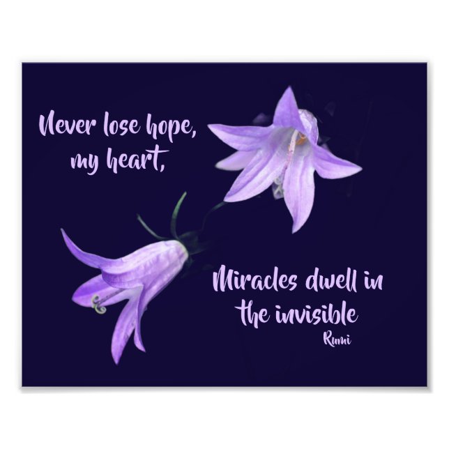Impression Photo Ne jamais perdre espoir Rumi Citation Inspirationn (Devant)
