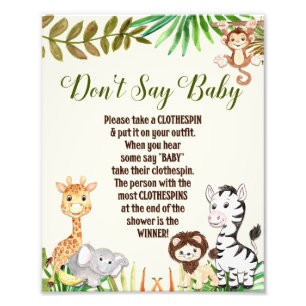 Impression Photo Ne pas dire Baby shower Safari de la jungle de béb