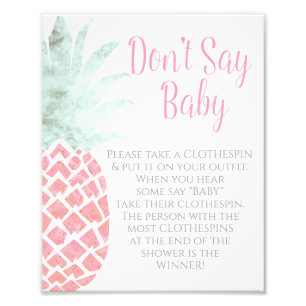 Impression Photo Ne pas dire bébé ananas Baby shower tropical