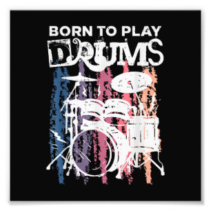 Impression Photo Né Pour Jouer Drumming Rock Music Band Drumme