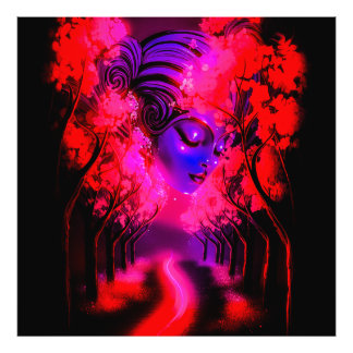 Impression Photo Neon Goddess in Enchanted Forest