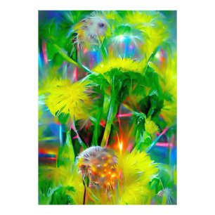 Impression Photo Neon Llow Dandelions dans Dream Garden