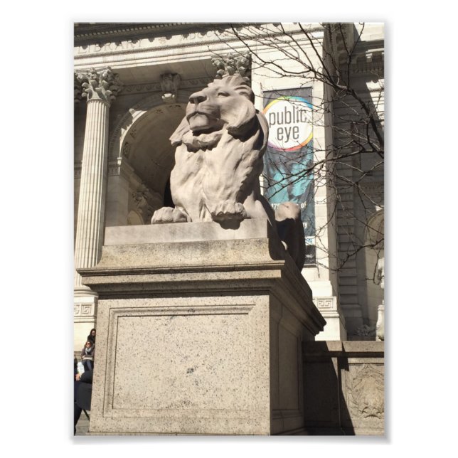 Impression Photo New York City NYC Public Library Lion Statue (Devant)