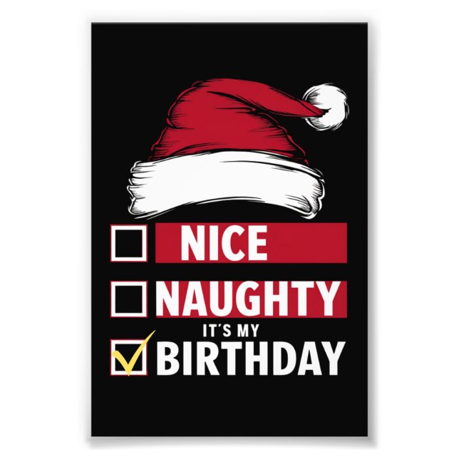 Impression Photo Nice Naughty It's My Birthday Christmas List Père  (Devant)