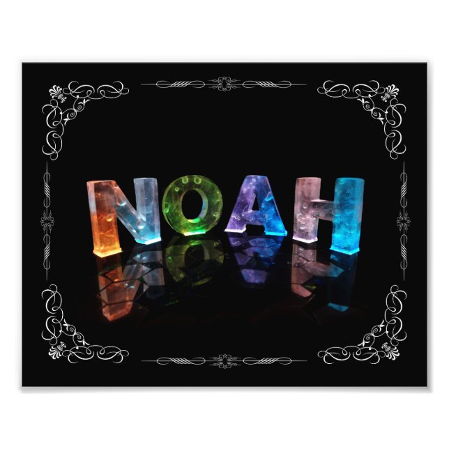 Impression Photo Noah - Le nom Noah en lumières 3D (Photo) (Devant)