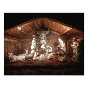 Impression Photo Noël Avent Jésus Nativité Manger Scène