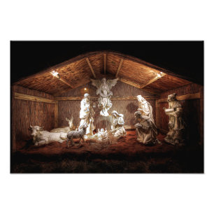 Impression Photo Noël Avent Jésus Nativité Manger Scène