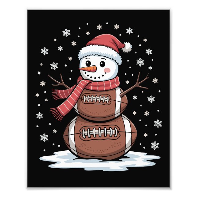 Impression Photo Noël Football américain Snowman Xmas Sport (Devant)