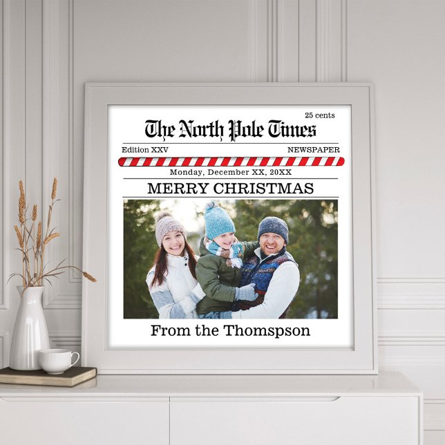 Impression Photo Noël mignon Journal simple Typographie d'impressio (Cute simple whimsical newspaper print typography design.)