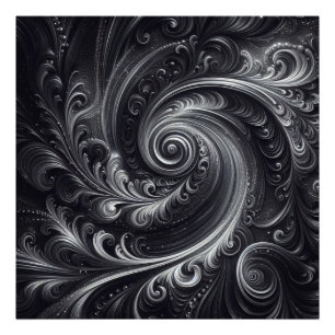 Impression Photo Noir Blanc Gris Abstrait Moderne Simple Swirl