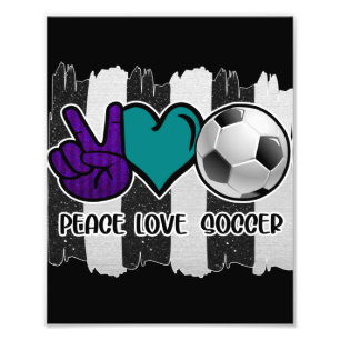 Impression Photo Noir et blanc Striped Peace Love Soccer