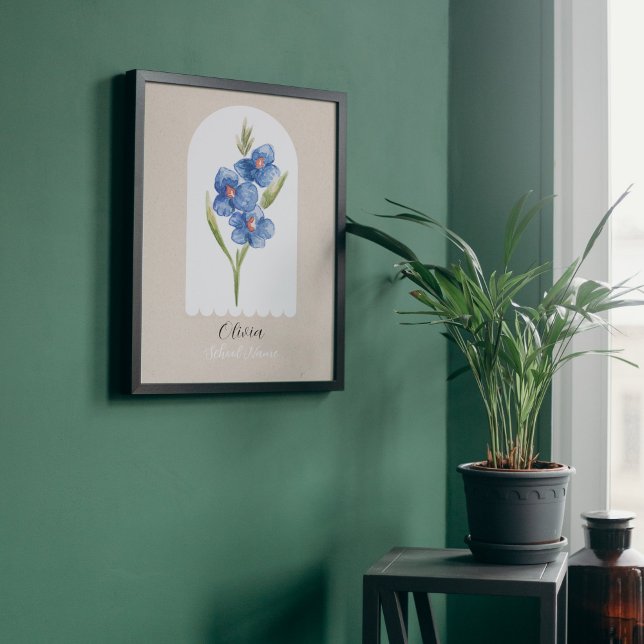 Impression Photo Nom du script Floral Fleur sauvage personnalisé (Add a personal touch to your space with our Custom Wildflower Floral Script Name Art!)