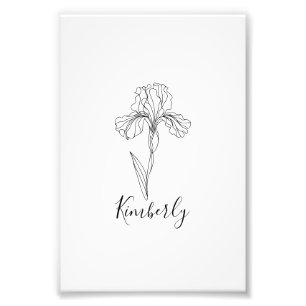 Impression Photo Nom personnalisé Février iris Fleur de naissance
