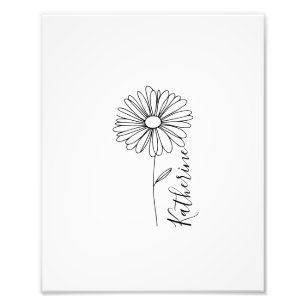 Impression Photo Nom personnalisé Fleur de naissance marguerite d'a