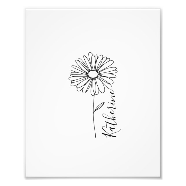 Impression Photo Nom personnalisé Fleur de naissance marguerite d'a (Devant)