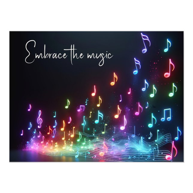 Impression Photo Notes de musique néon dansantes avec citation (Devant)