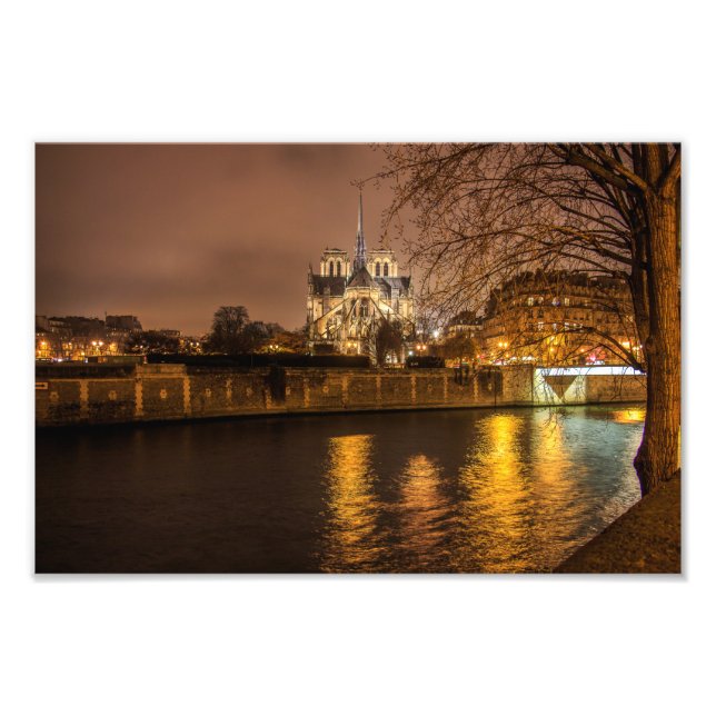 Impression Photo Notre Dame Paris la nuit - (Devant)