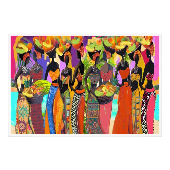 Impression Photo NOUVELLE Belle Femmes Africaines Rassembler Des Fr (Devant)