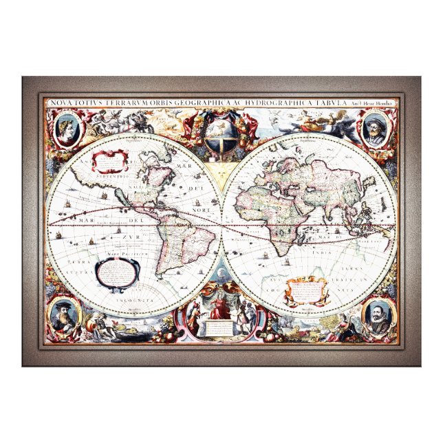 Impression Photo Nova Totius Terrarum Orbis par Henricus Hondius II (Devant)