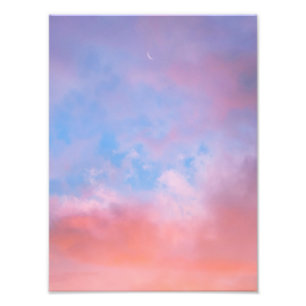 Impression Photo nuage esthétique ciel pastel étoile lumière croiss