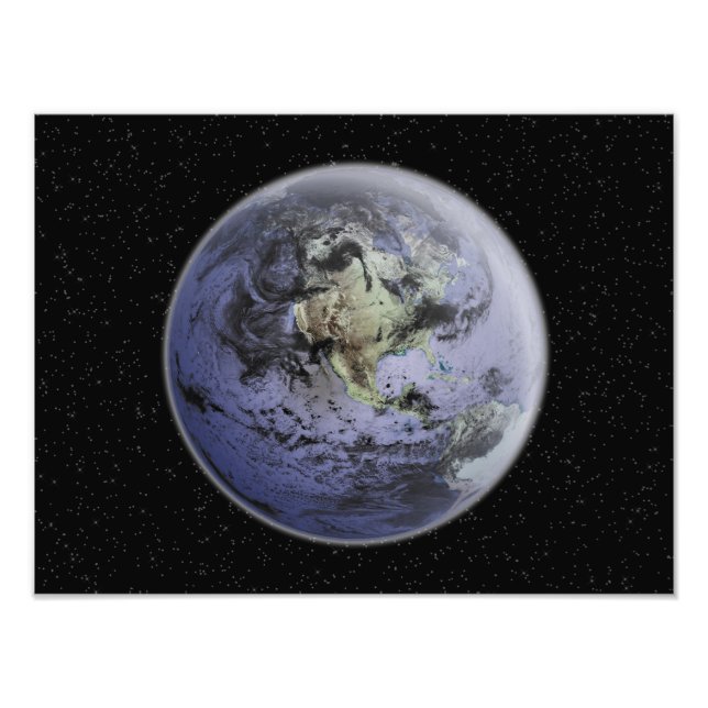 Impression Photo numériquement image améliorée de la Terre entière (Devant)