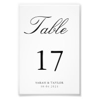 Numéro de table de mariage traditionnel noir et bl
