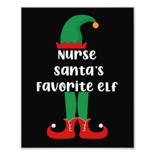 Impression Photo Nurse Santa's Favorite Elf Funny Nurse Christmas