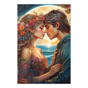 Impression Photo *~* Ocean Couple Moon Romantique AP51 Imaginaire