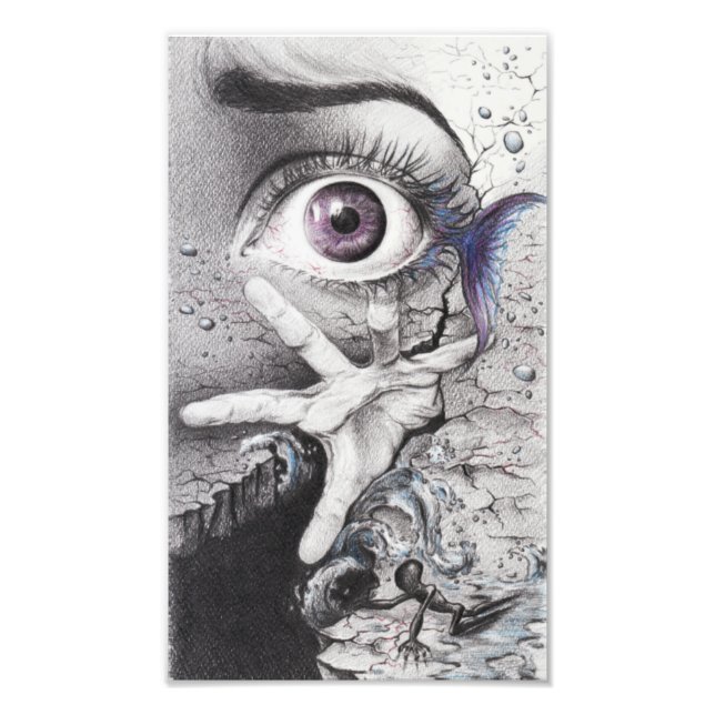 Impression Photo Oeil poisson et main Dream L'art du dessin surréal (Devant)
