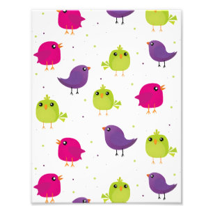 Impression Photo Oiseaux colorés mignons 